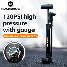 ROCKBROS-Mini Bomba Bicicleta, Bike Riding Inflator, Portátil, Portátil, Modos de Inflação Vertical, Acessórios de Ciclismo, FV, AV, 120 PSI - Image 1