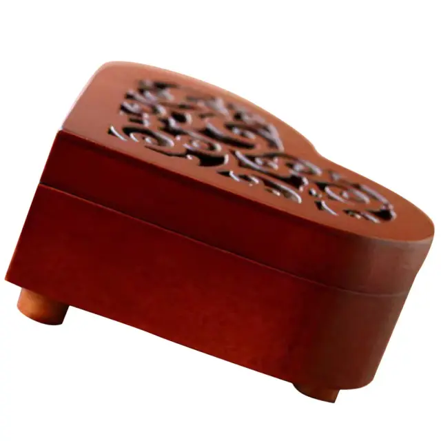 Caixa de Música Clássica Coração Madeira Porta-Joias Mecanismo de Corda Vintage Melodia Decorativa 1 Unidade