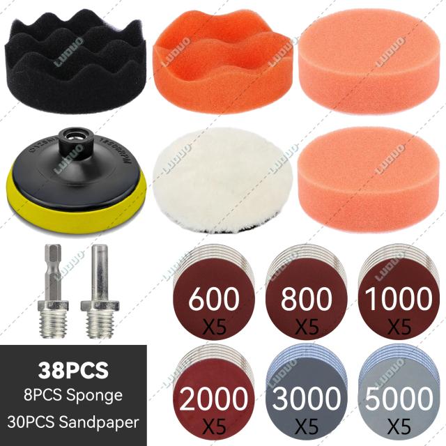 Kit de Polimento Automotivo 8 Peças - Esponjas e Lã para Brilho Impecável