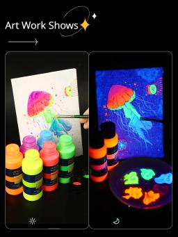 Tinta Acrílica Brilha na Escuridão para Artistas e Estudantes, Pintura Artística, Decorações DIY de Halloween e Natal, Pigmentos Ricos, 59ml - Image 3