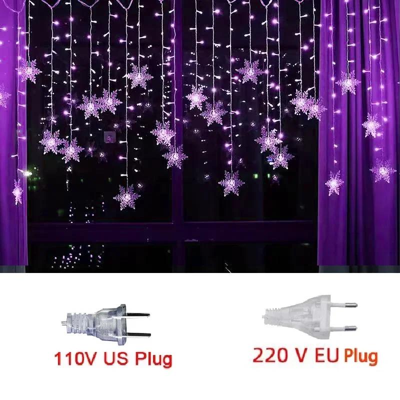 LED Fairy String Luzes De Natal, Floco De Neve Cortina, Guirlanda Impermeável, Festa De Feriado, Decoração De Natal, 3.5m, 2024 - Image 1