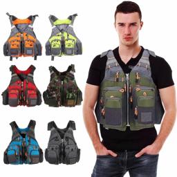 Colete de pesca ao ar livre vela colete salva-vidas ajustável respirável espuma flutuante poliéster malha design seguro pesca caiaque colete - Image 1