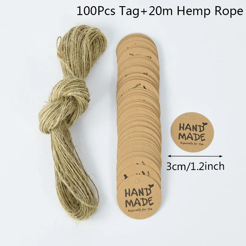 100 peças de papel kraft cartão de agradecimento etiqueta de presente artesanal para festa de casamento lembranças de chá de bebê/biscoitos etiqueta decorativa - Image 1