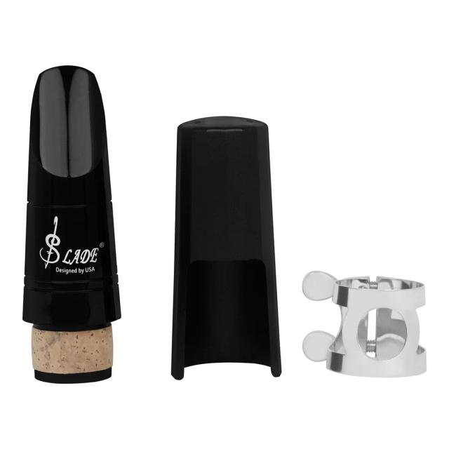 Boquilha SLADE Nd80 Bb para Clarinetes com Clipes Metálicos e Clip Cap Preto - Acessórios de Qualidade para Músicos