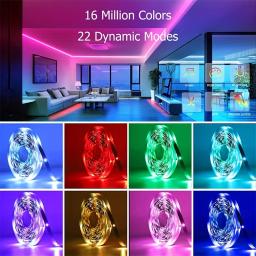Tiras de luzes LED Bluetooth para festa de quarto, fita flexível, Wi-Fi, RGB, TV, fita, 1m-3m, 5m, 10m, 15m, 20m, 25m, 30LED por metro, 5050 - Image 5