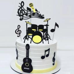 Notas Musicais Criativas Cake Topper, Instrumentos de Música, Festival Cupcake Toppers, Casamento e Festa de Aniversário Decoração do Bolo, 8PCs - Image 1