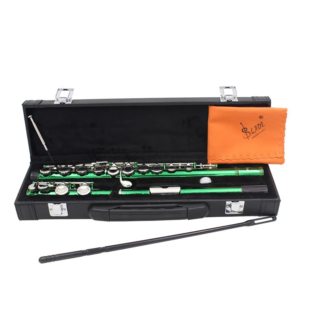 SLADE-Professional C Key Flauta Fechada, Flauta Verde Aberta, Flauta de Concerto com Caixa, Pano de Limpeza, Luvas, 16 Buracos - Image 1