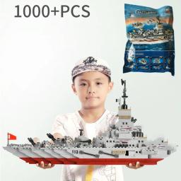 Navios de guerra Building Blocks Model Set para crianças, tijolos de construção, navio da Marinha, barco do exército, avião, brinquedos para meninos, 1000pcs - Image 6