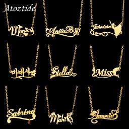 Atoztide-colares personalizados com nome para as mulheres, pingente de aço inoxidável, decoração, flor, moda, jóias, presente, novo - Image 1