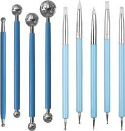 Ferramentas de pontilhamento de 9 peças, estiletes de bola para pintura em rocha, modelagem de argila de cerâmica, materiais de arte em relevo - Image 1