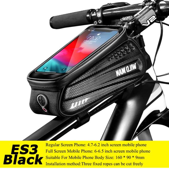 Estojo Refletor à Prova de Chuva para Celular de 6,2'' na Bicicleta - Bolsa Dura para o Tubo Superior