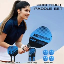Conjunto de raquete de pickleball (2 raquetes + 4 bolas + 1 saco de cosméticos) placa base de álamo de alta qualidade conjunto de raquete de pickleball esportes ao ar livre especial iniciantes raquete de treinamento de entrada praia equipamentos esportivos - Image 2