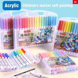 Conjunto Marcador de Tinta Acrílica, Marcadores de Arte, Caneta Pintura, Tecido Graffiti, Lona Cerâmica, Cartão DIY Making, Arte Suprimentos, 12-24 Cores - Image 1