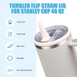Para stanley capa de copo à prova de derramamento 40oz substituível proteção ambiental capa de copo e espiral palha capa copo acessórios conjunto - Image 2