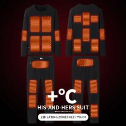 Roupa interior térmica aquecida para homens e mulheres, Jaqueta aquecida alimentada por USB, Roupas de inverno, Jaqueta para motocicletas, Esqui, Camping, Velo, 22 Áreas - Image 5
