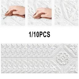 1 e 10 * papel de parede 3d adesivos de parede auto-adesivo painel de espuma decoração de casa fácil de remover para sala de estar quarto teto tv arte de parede - Image 3