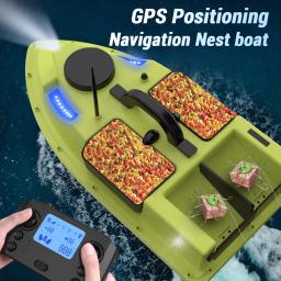 Barco de alimentação de pesca de controle remoto sem fio GPS RC Bait Boat Navio com 4 iscas de carga 2kg D19, 500m - Image 1