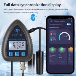 Monitor de Qualidade da Água para Aquicultura, Analisador de Água Bluetooth Multifuncional, Tuya, WiFi, TDS, CE, SAL, PH, G.TEMP, 5 em 1 - Image 4