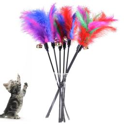 Brinquedo de treinamento interativo para gatos, Teaser de penas, Varinha para gatinho, Vara de plástico, animal engraçado, gatinho, sino, casa - Image 3