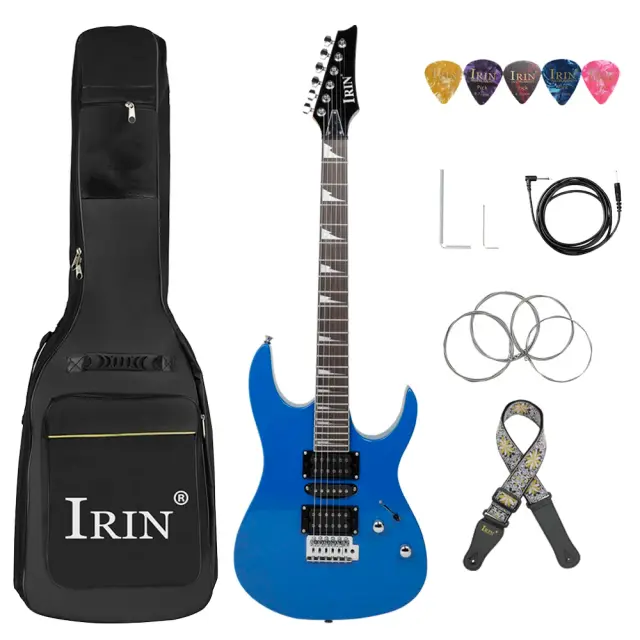 Guitarra Elétrica IRIN com Saco, 6 Cordas, 24 Trastes, Corpo Bege e Acessórios Inclusos