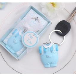 Lembrancinhas de chá de bebê com design de roupas azuis, chaveiro, presente para bebê, batismo, festa de aniversário de convidados, com 10 peças - Image 1