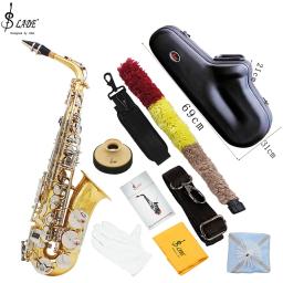 Saxofone Alto SLADE-Eb com estojo de couro, eletroforético ouro, E Flat Sax, instrumento de sopro Musical, palhetas peças, alta qualidade - Image 1