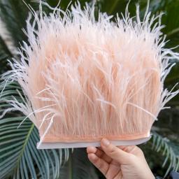 Penas de avestruz naturais para decoração do casamento, pluma fofa tingida, roupas de costura, Carnaval, artesanato franja, 8-10cm, 1m - Image 5