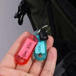 10-100 etiquetas de chave de plástico resistente com janela de etiqueta de anel dividido para kit de chaveiro diy nome numerado etiquetas de bagagem - Image 4