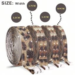 Rhinestone auto-adesivo e Diamond Bling Ribbon, adesivo de cristal, envoltório para artesanato, rolo de fita Jewel, leopardo, 1 pc - Image 2