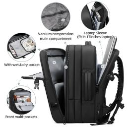 Mochila de viagem masculina 17 polegada compressão a vácuo mochila portátil grande capacidade mochila escolar estendida caminhadas mochila de negócios - Image 2