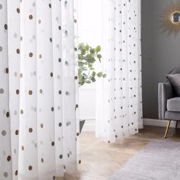 colorido círculo bordado cortinas transparentes para sala de estar tela de ventana blanca algodón lino dormitorio cortina de tul ZH035-5 - Image 5