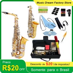SLADE Eb Alto Saxofone Latão Profissional Saxofone Instrumento Musical Alto Sax com Palhetas Correias Almofada de Dentes Escova Acessórios - Image 1