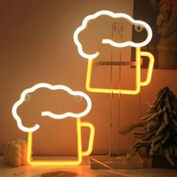 LED Beer Glass Neon Light, Glowing Festival Decoração, Desktop Atmosfera Neon Lamp, KTV Bar, Home Party Decor, Adulto e Presente Kid - Image 1