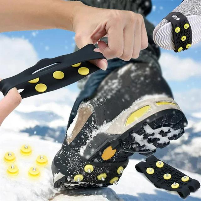 Garras Antideslizantes para Escalada - Crampon Cleats de Neve para Sapatos, Tamanhos 35-43, Ideal para Homens e Mulheres, 5 Pinos, 1 Par