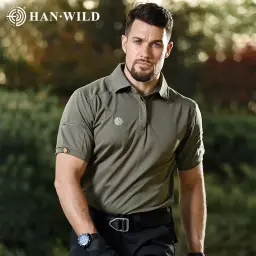 Camisetas Polos leves táticas para homens, roupas casuais ao ar livre, escalada, caminhada, camping, camiseta com secagem rápida - Image 2