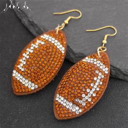 Cristal strass brincos para mulheres, brincos de futebol fofos, bolas de tênis de rugby, futebol e futebol, jóias americanas - Image 1