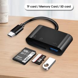 3 em 1 tipo-c micro adaptador tf cf leitor de cartão de memória sd USB-C para macbook huawei samsung xiaomi otg escritor flash compacto - Image 6