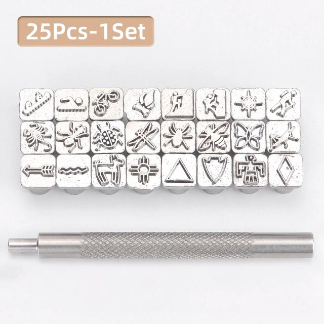 Conjunto de 25 ferramentas de carimbo para artesanato em couro - ideal para iniciantes e profissionais DIY