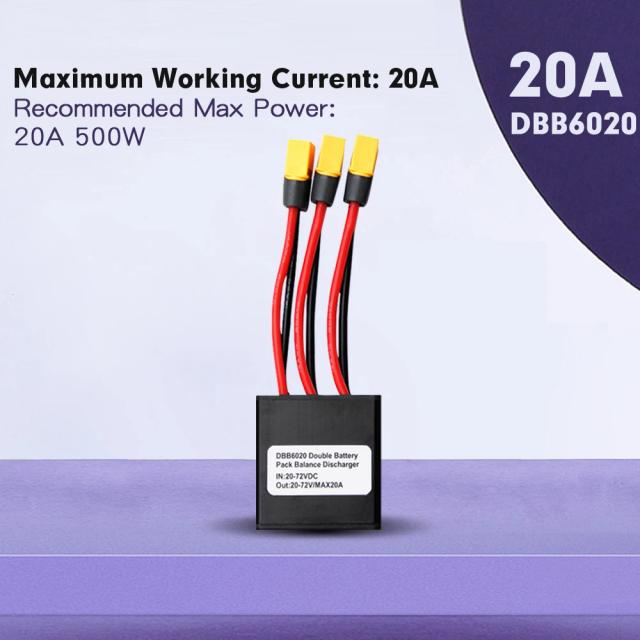 Módulo de Bateria Dupla XT60 para Bicicleta Elétrica - 20A, 30A, Conexão 40A, 20V-72V DC