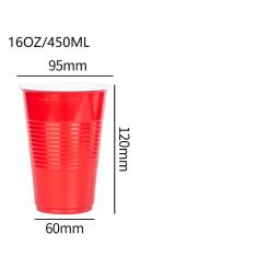 Copos Plásticos em Vermelho ou Azul, Copos para Bebidas do Jogo de Cerveja Pong, Refrigerante, Punch, Churrasco, Cola, Descartável com Água, 16 Oz, Pacote 16 - Image 3