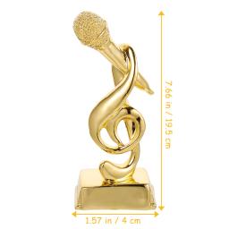 Troféu prêmio microfone festa trophiessinging prêmios karaoke ouro musical mic estátua nota ouro presente engraçado medalhas crianças - Image 2