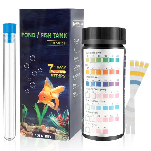 Kit Completo para Teste de Qualidade da Água em Aquários com 100 Peças - Tiras de Teste de pH, Rápido e Preciso, 9 em 1 e 7 em 1