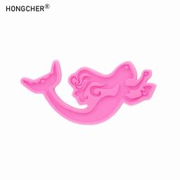 Espelho brilhante sereia resina epóxi jóias colar pingente molde de gotejamento diy bolo de chocolate sobremesa decoração moldes de silicone - Image 3