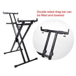 Suporte dobrável de tubo duplo para teclado eletrônico, acessórios para instrumentos musicais, elevação em forma de x, novo, 95cm-120cm - Image 5