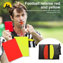 1 conjunto de futebol futebol árbitro cartões carteira notebook com cartão vermelho e cartão amarelo útil árbitro ferramenta folhas pontuação notebook - Image 2