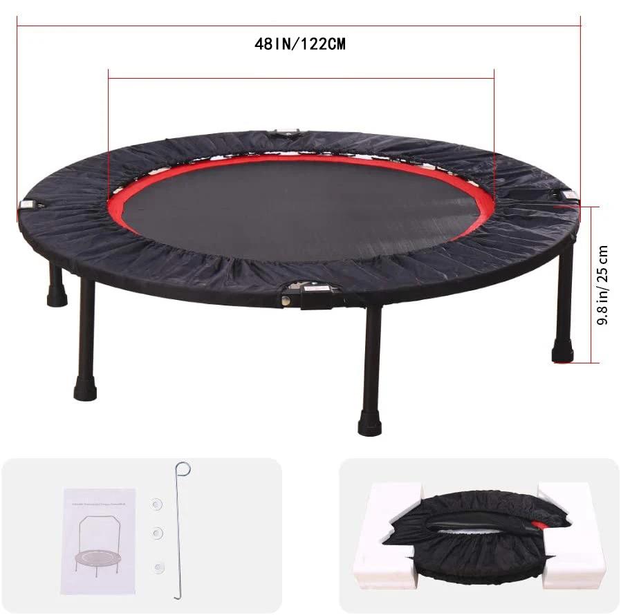 Trampolim de Fitness Dobrável 40"/48" com Corrimão Ajustável - Ideal para Crianças e Adultos, Suporta Até 300KG para Cardio em Casa