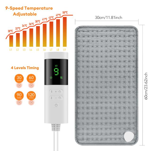 Almofada de Aquecimento Elétrico 50x100cm Conforto Térmico Ajustável