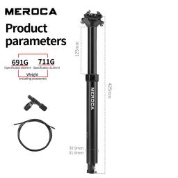 Meroca bicicleta conta-gotas espigão 30.9/31.6x425mm cabo de roteamento interno controle remoto elevador tubo do assento mtb selim - Image 5