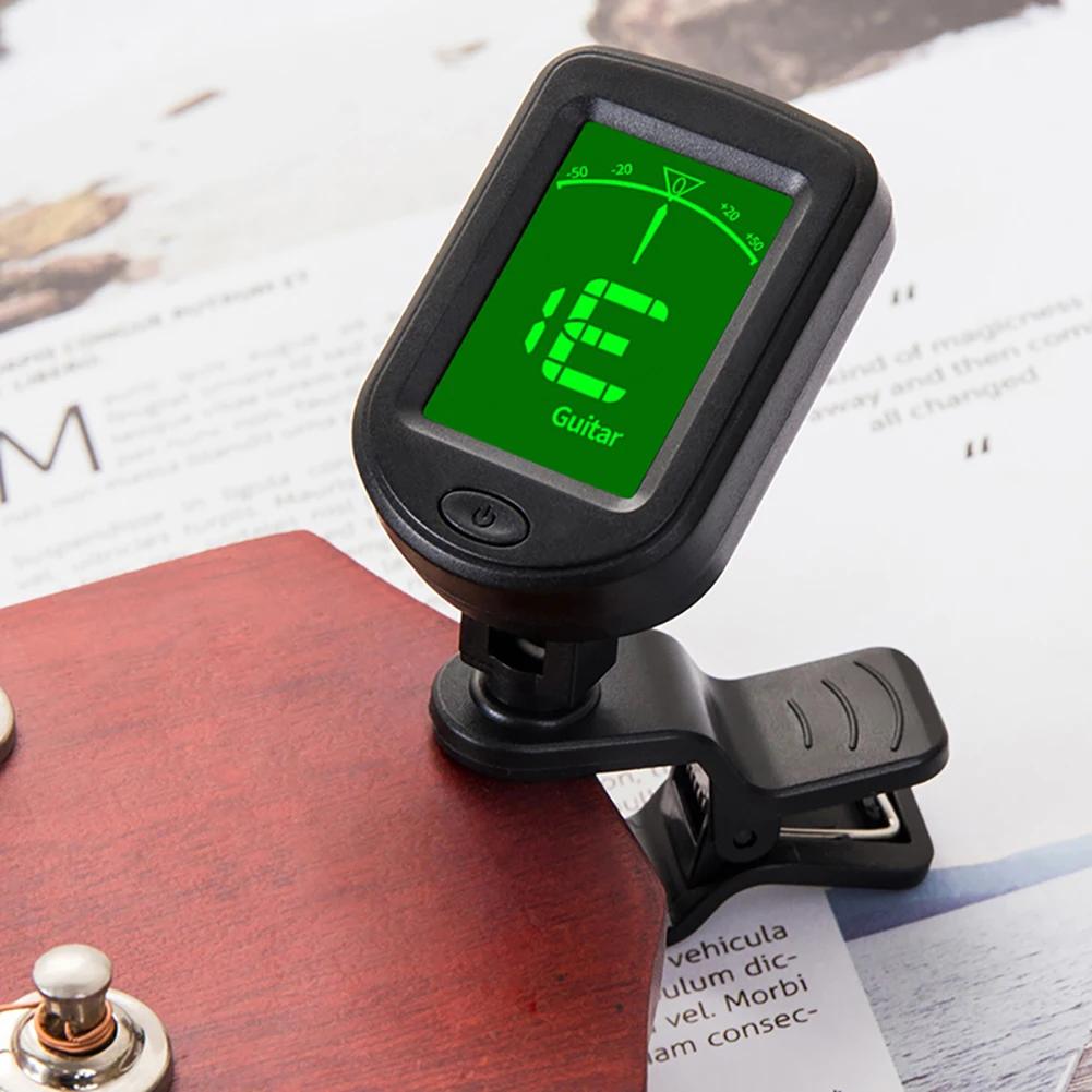 LCD Display Digital Clip-On Tone Tuner, Bateria 3V Botão, Modos de Ajuste Cromático para Guitarra, Baixo, Violino, Ukulele - Image 1