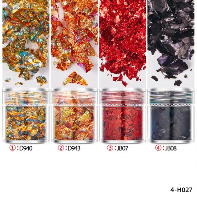 Conjunto com 4 Peças de Flocos de Folha de Ouro para Resina Epóxi - Confetes para DIY, Decoração de Velas, Joias e Arte em Unhas